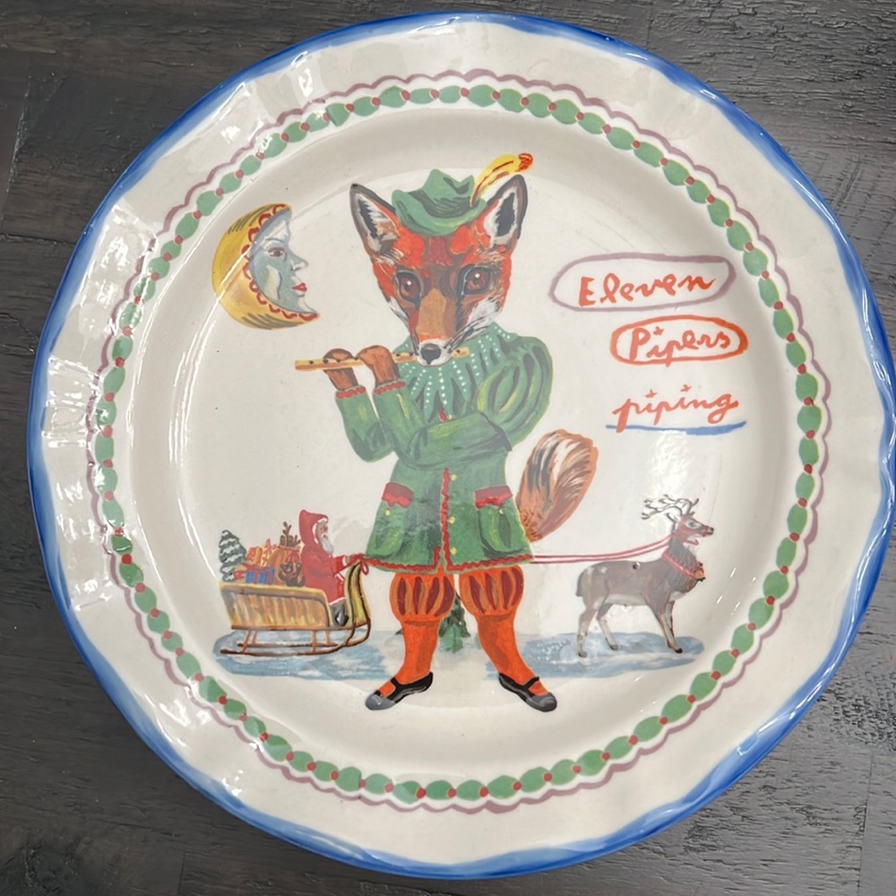 NWT Anthropologie Nathalie Lete Eleven Pipers Piping 12 Days of Christmas Plate